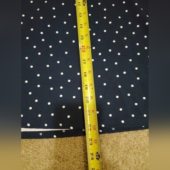 Navy Blue White Pokadot Dressy Zip Up Shirt - Picture 16 of 16